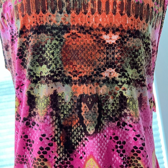 Ruffled sleeveless Vibrant summer dress barn top M - Picture 5 of 9
